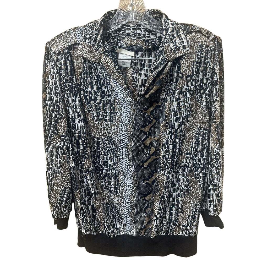 Vintage Tops ‘N Tops Women’s Metallic Cheetah Print Black Waistband 80’s Size 12
